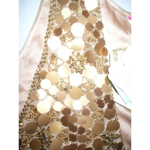 New Womens 10 NWT Matthew Williamson Designer Dress Gold Sequin Sleeveless Beads - Picture 5 of 12